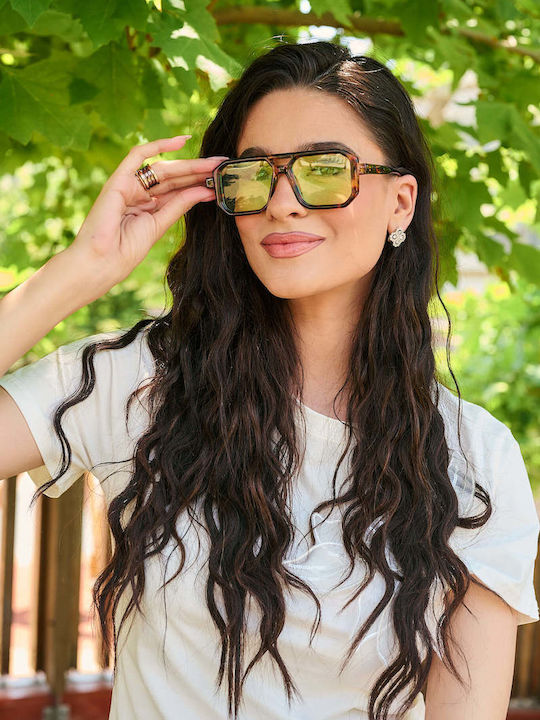 Leegio Damenteil Sonnenbrille mit Schwarzem Schildkrötenrahmen und Blauen Gläsern Leegio Damenteil Sonnenbrille mit Schwarzem Schildkrötenrahmen und Blauen Gläsern