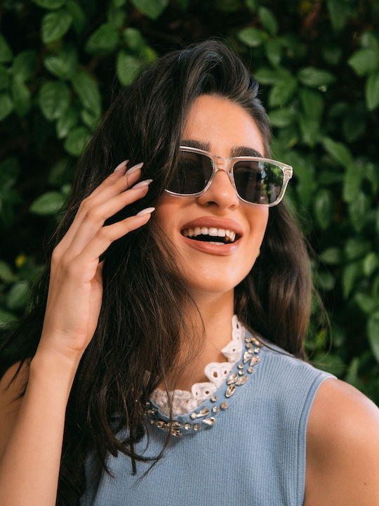 Leegio Damenträger Sonnenbrille mit Transparentem Rahmen und Schwarzem Glas