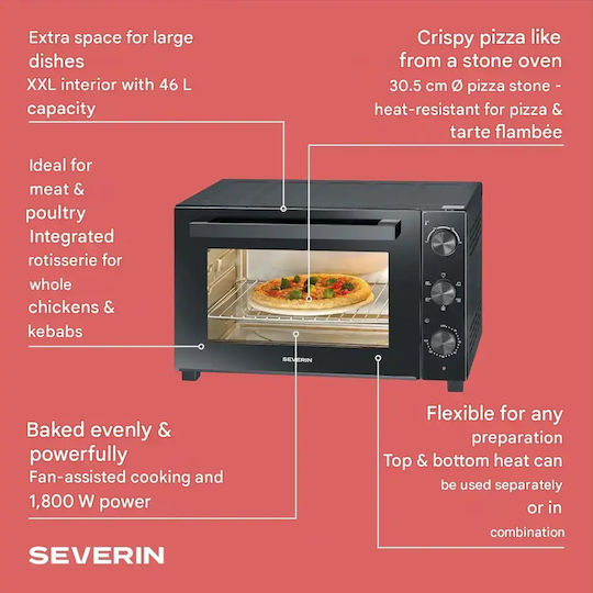 Severin Cuptor electric 46lt fără arzătoare cu aer negru