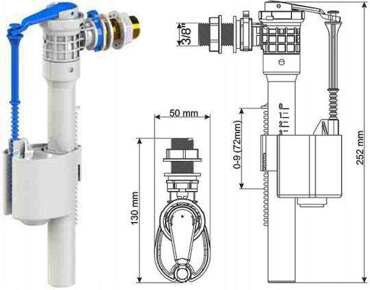 Cersanit Filling Valve Built-in Cistern Hi-tec K99-0148