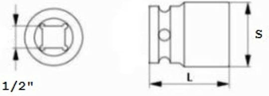 Jonnesway Priză Hexagon Longă cu Gazdă Cadru 1/2" Diametru 15mm