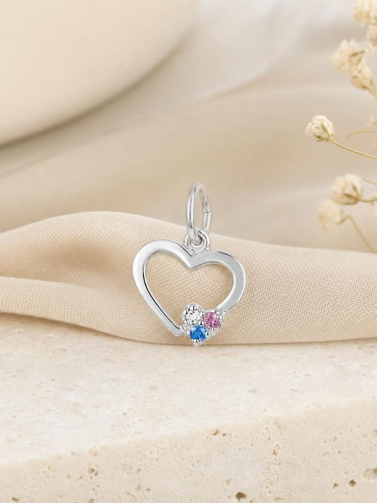 Pandantiv din argint 925 Jolie pentru femei model contur inimă mini zirconiu 0.5 g 1 x 1 cm argintiu
