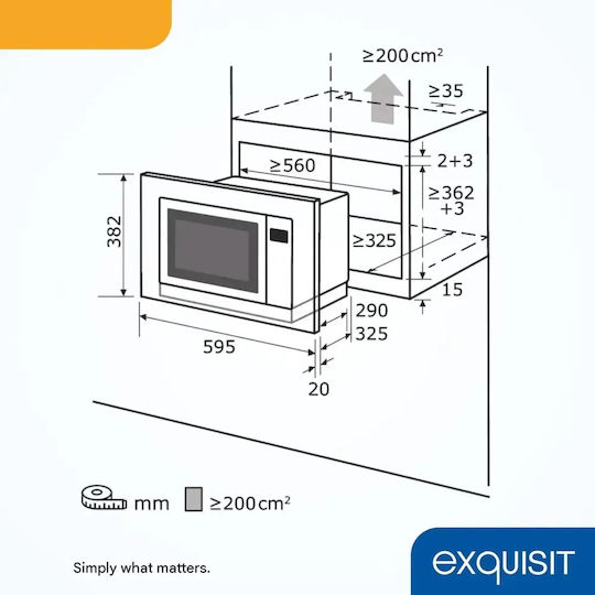 Exquisit Cuptor cu microunde încorporabil cu grill 20lt gri