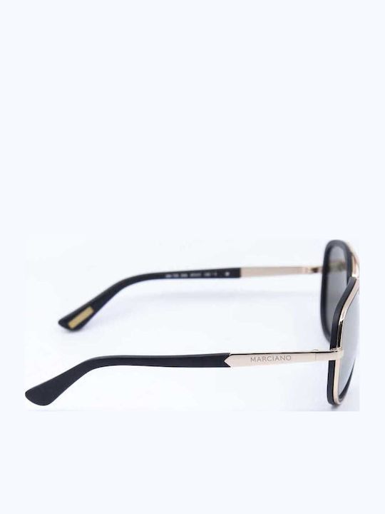 Guess Unisex Ochelari de soare cu ramă neagră și lentile oglindă argintii