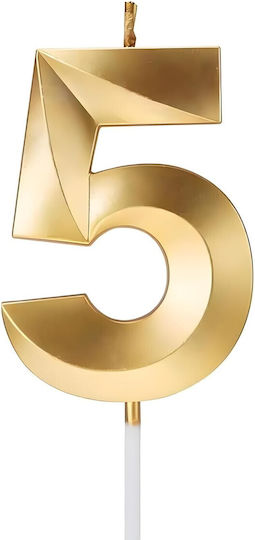 Number 5 Candle Flippy Diamond Model 5 X 3.4 Cm Gold