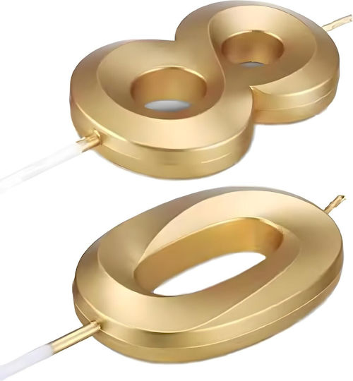 Lumânare Numărul 8 Model Diamant Flippy 5 X 3.4 Cm Auriu