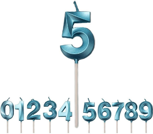 Number 5 Candle Flippy Diamond Model 5 X 3.4 Cm Blue