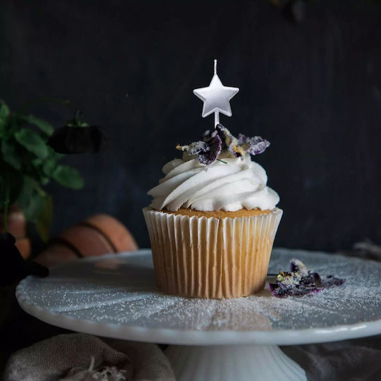 Cake Candle Flippy Star Model Party 8.5 X 3.2 Cm Silver