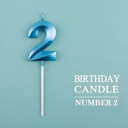 Number 2 Candle Flippy Diamond Model 5 X 3.4 Cm Blue