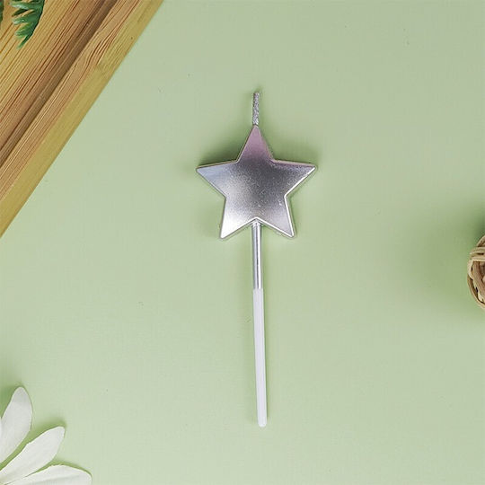 Cake Candle Flippy Star Model Party 8.5 X 3.2 Cm Silver