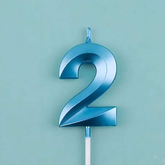 Number 2 Candle Flippy Diamond Model 5 X 3.4 Cm Blue