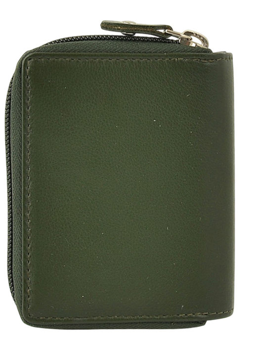 Small Leather Women's Wallet with RFID Green