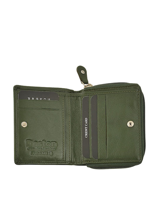 Small Leather Women's Wallet with RFID Green