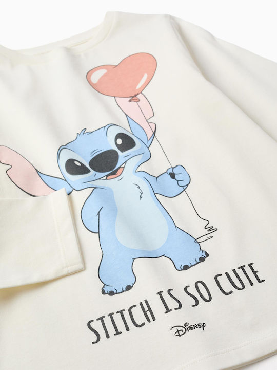 Zippy Детска блуза с дълъг ръкав Бяла Stitch