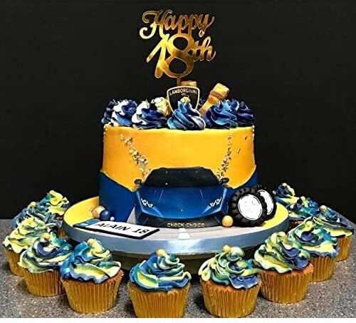 Decorare Tort Flippy Happy Design 18 Ani Dimensiune 10 Cm Temă Vârstă Aurie