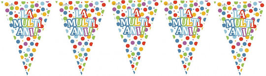 Set 10 Steaguri Tip Banner Flippy Colecția La Mulți Ani Lungime 270 Cm Realizate Din Hârtie Creponată Multicoloră