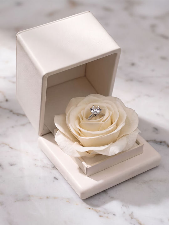 Einzelner Steine Ring aus Weißgold 18K mit Diamant Einzelner Steine Ring aus Weißgold 18K mit Diamant