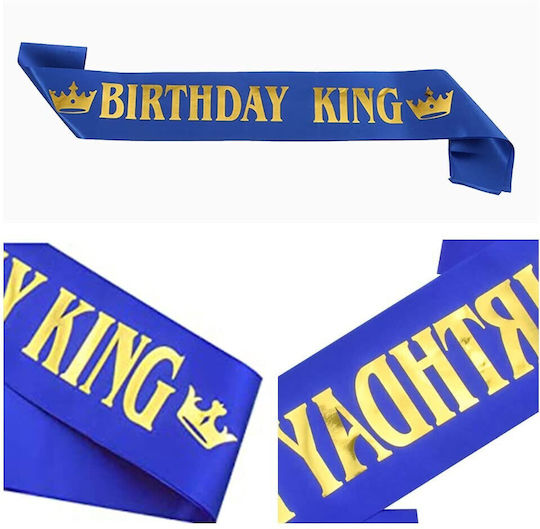 Panglică Aniversară Flippy Birthday King Design Temă Aniversară 160x9,5 Cm Albastră