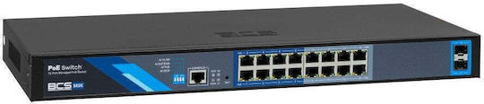 BCS BCS-B-SP16G-2SFP-M Управляем L2 PoE+ Суич с 16 Gigabit (1Gbps) Ethernet Порта и 2 SFP Порта