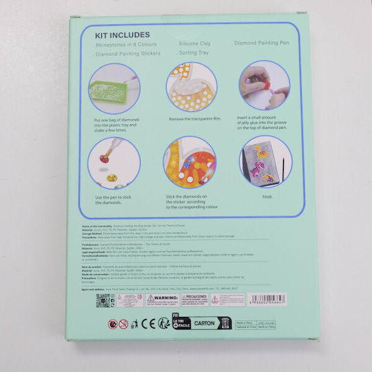 DIY Set of Diamond Painting Stickers with Rhinestones – Animal Theme 6 Pcs