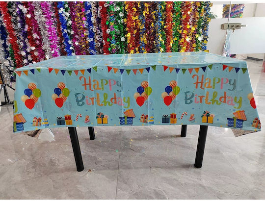 Tablecloth Flippy Foil Happy Birthday Balloon Print 137 X 274 Cm Blue