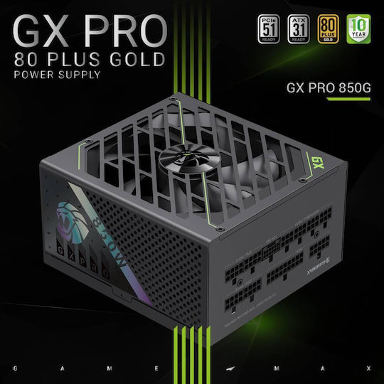 GameMax GX 850G 850W Black Computer Power Supply Full Modular 80 Plus Gold