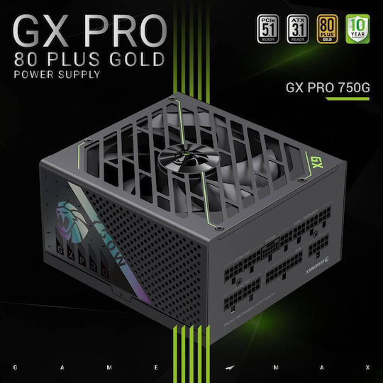 GameMax GX PRO 750G 750W Black Power Supply Full Modular 80 Plus Gold