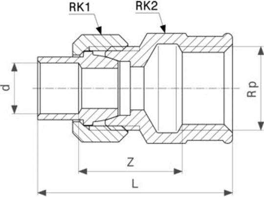 Viega Μεταβατικός Διπλός Σύνδεσμος 22mm X 1'' 105310