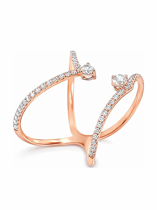 Xryseio Ring with Zircon made of Rose Gold 14K