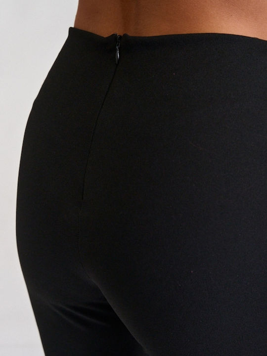 Women's Fabric Flared Trousers Black