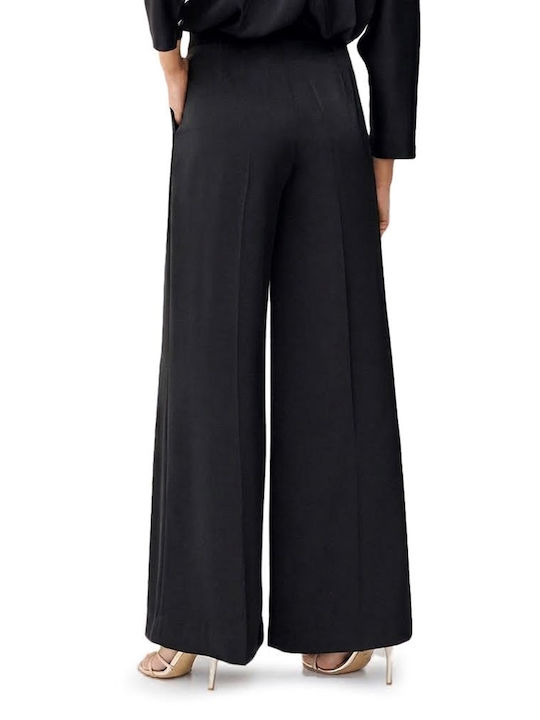 Access Women's High Rise Satin Pantaloons in Wide Leg Style Black