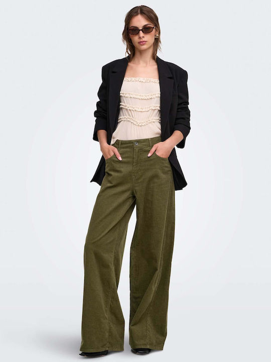 Damen Zeichenfolge Pantaloons in Gerader Bein Stil Khaki