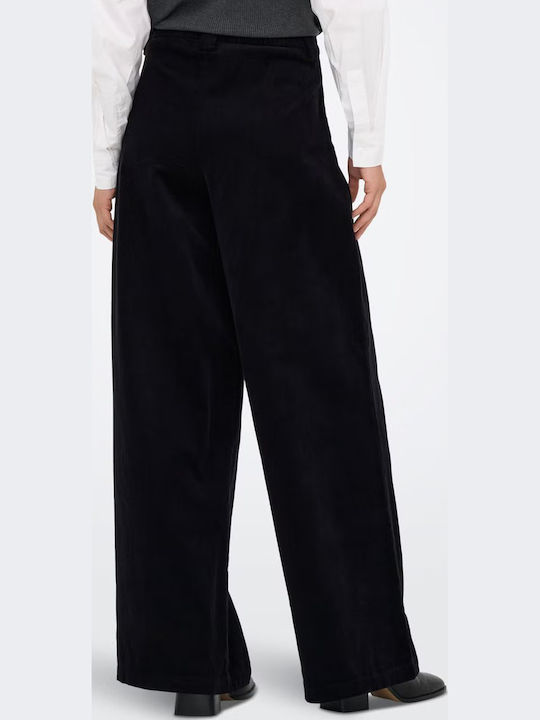 Breite Damen Hochgeschnittene Zeichenfolge Pantaloona in Breite Bein Stil Schwarz