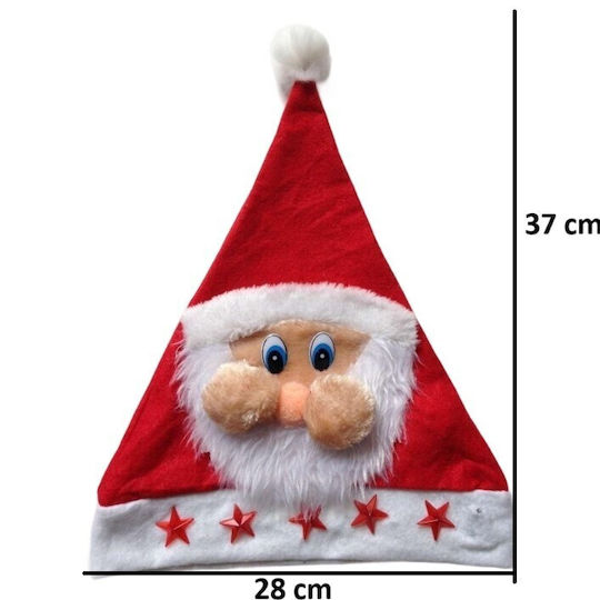 Pălărie Moș Crăciun Model Flippy 2 Moș Crăciun Roșu Stele O Mărime Material Textil 28 X 37 Cm Alb Roșu
