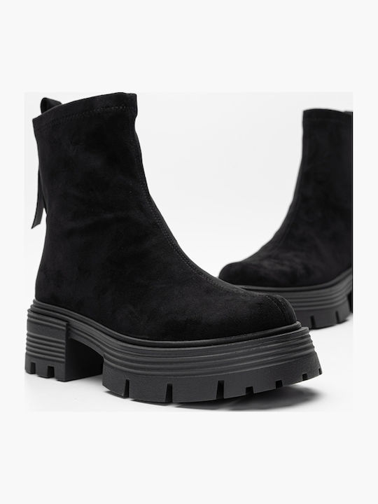 Wildleder Stiefeletten Damen Schwarz
