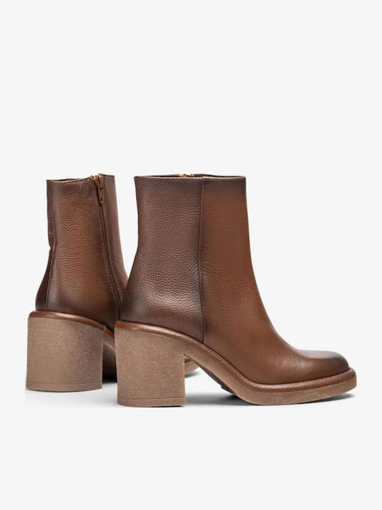 Leder Damen Stiefeletten Braun
