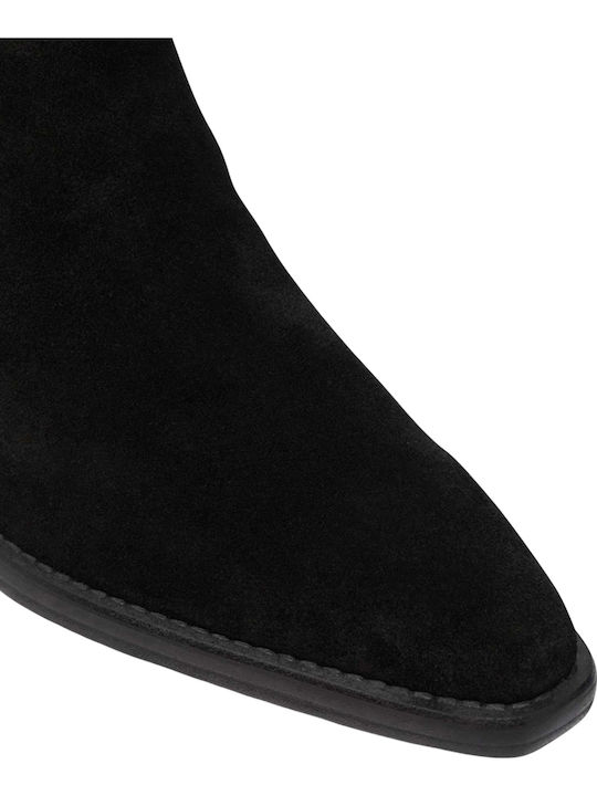 Ghete damă din piele întoarsă Cowboy Negre