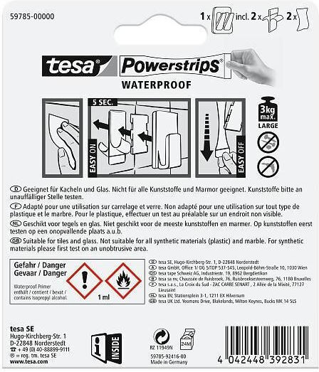 Tesa Doppel-Badezimmerhaken mit Aufkleber Inox Grau