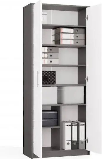 Βιβλιοθήκη Anthracite White 74x35x180εκ.