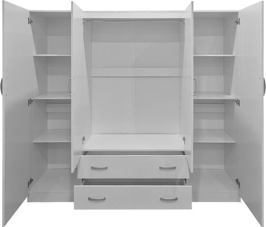 Alvia Τετράφυλλη Ντουλάπα με Πατάρι 200x51x240cm