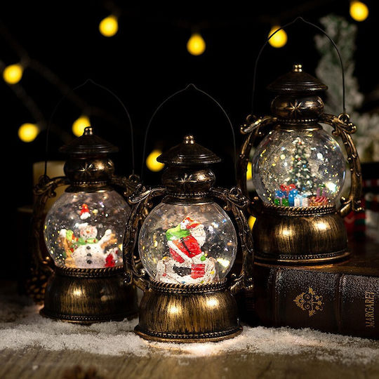 Decorativ Lanternă Iluminată De Crăciun Cu Moș Crăciun Baterie 14x11x20.5cm