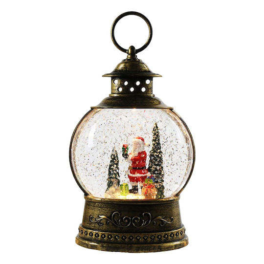 Decoratiune Iluminată Lanternă de Crăciun cu Moș Crăciun pe Baterii 13x8x21cm
