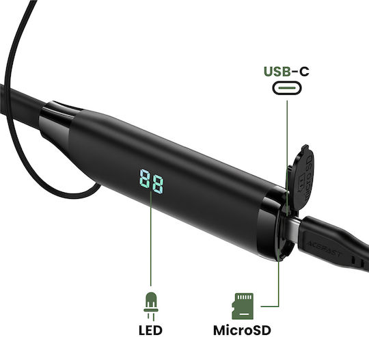 Acefast N7 In-ear Casti Bluetooth Handsfree Căști cu Rezistență la Transpirație Negre