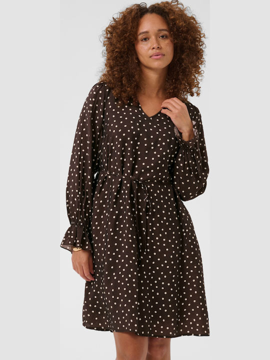 Sommer Hemdkleid Braun Polka Dot