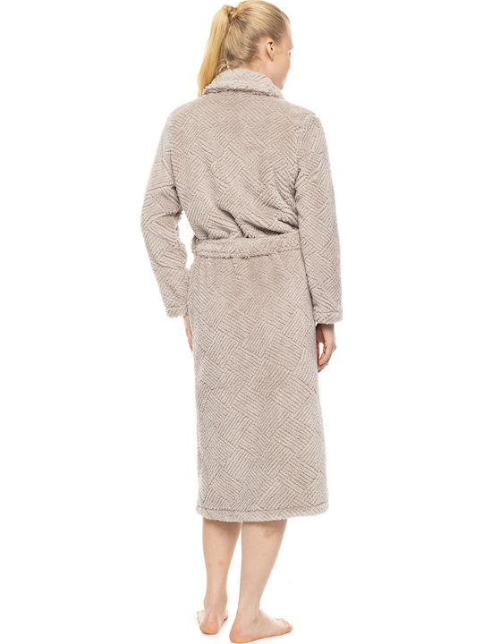 Pink Label Winter Women's Fleece Robe Sand