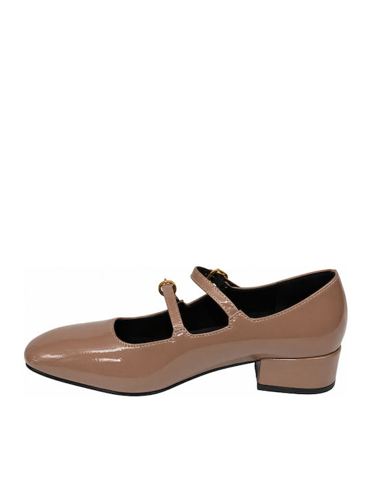 Heels with Strap & Chunky Low Heel Beige WM-MP70021-27HH-BEIGE