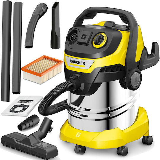 Karcher WD 5 P S V-25 5 22 Wet-Dry Vacuum 1100W With Stainless Steel Drum 25lt Yellow