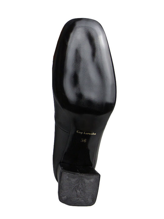 Pantofi cu toc din piele cu toc mediu negre