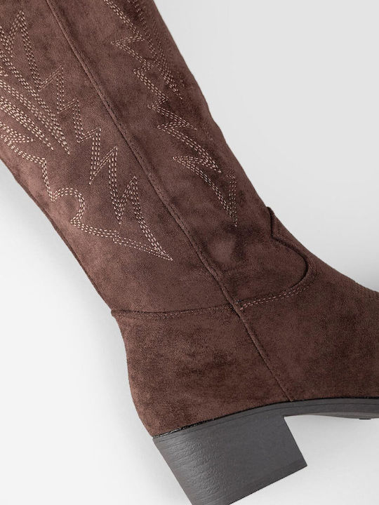Suede Women's Boots Cowboy Brown