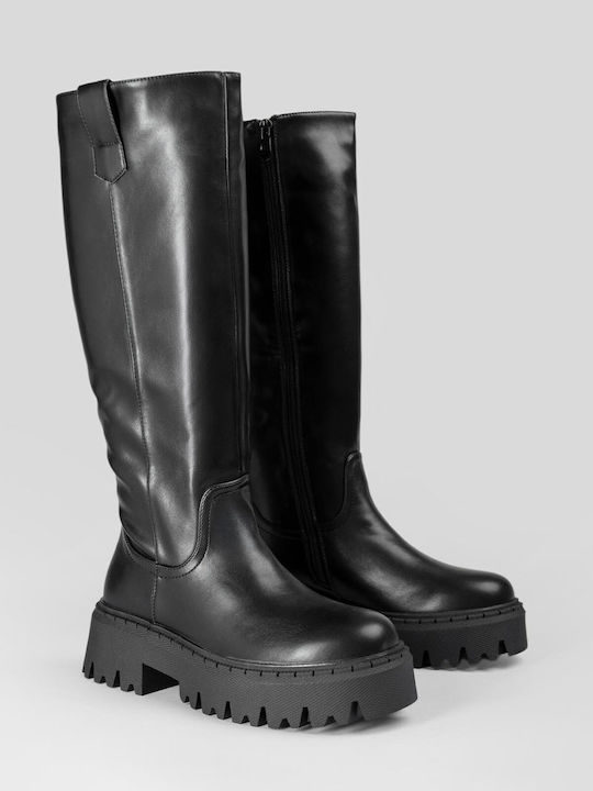 Damenstiefel mit Mittelhohem Absatz Schwarz